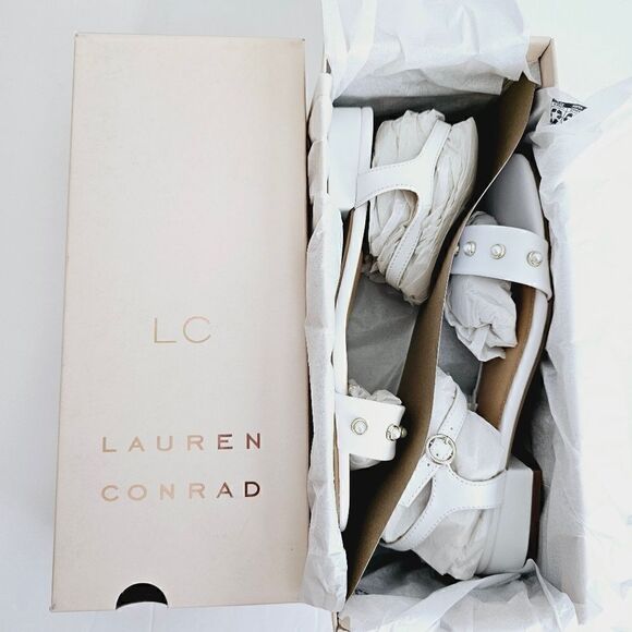 New! Faux Leather White Pearl Block Heel Square Toe Bridal Sandals - Picture 9 of 9